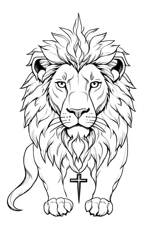 A Lion With A Cross