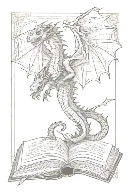 European Dragon Flying Out Of A Book