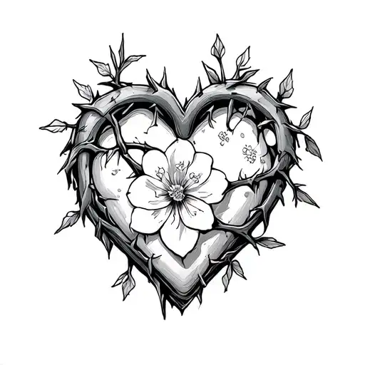 Heart Wrapped In Jasmine Flower And Thorns For Men