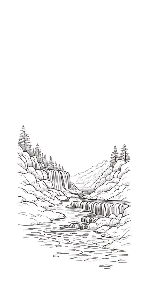 Waterfall Scene With Flowing River