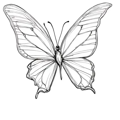 Suminagashi Butterfly From Side View Inside All Lines