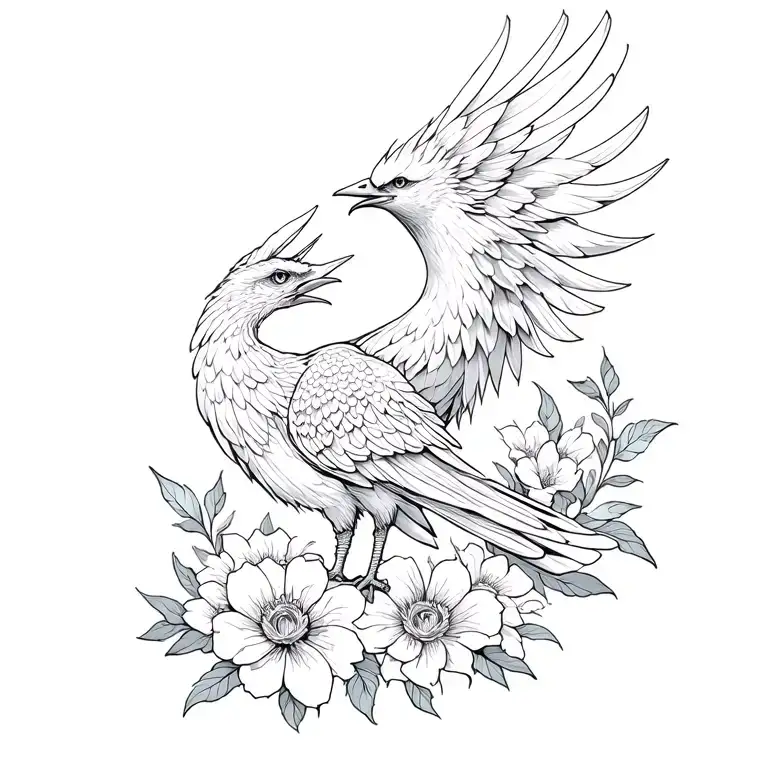Phoenix With Flowers Blooming