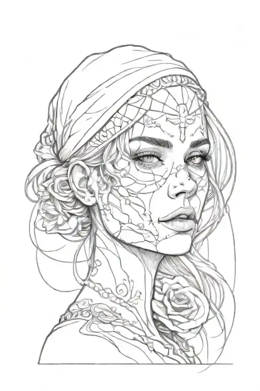 Half Face Half Skull Girl