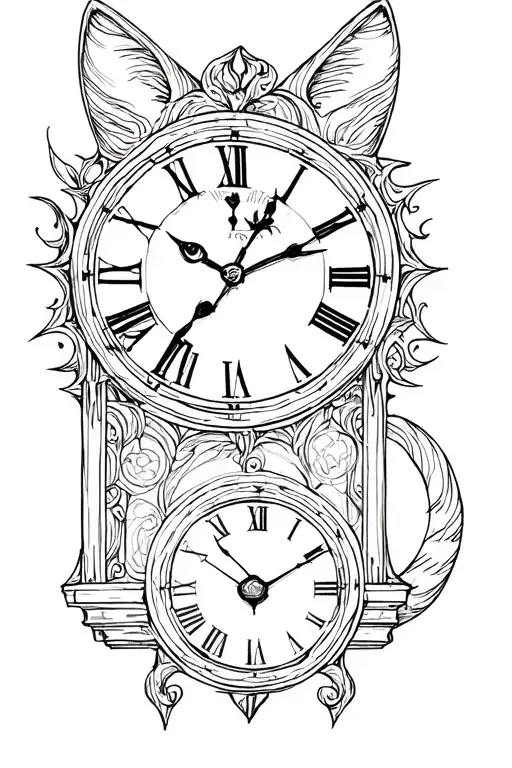 Cheshire Cat With Large Pendule Clock