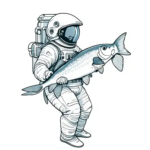 Astronaut Holding A Salmon