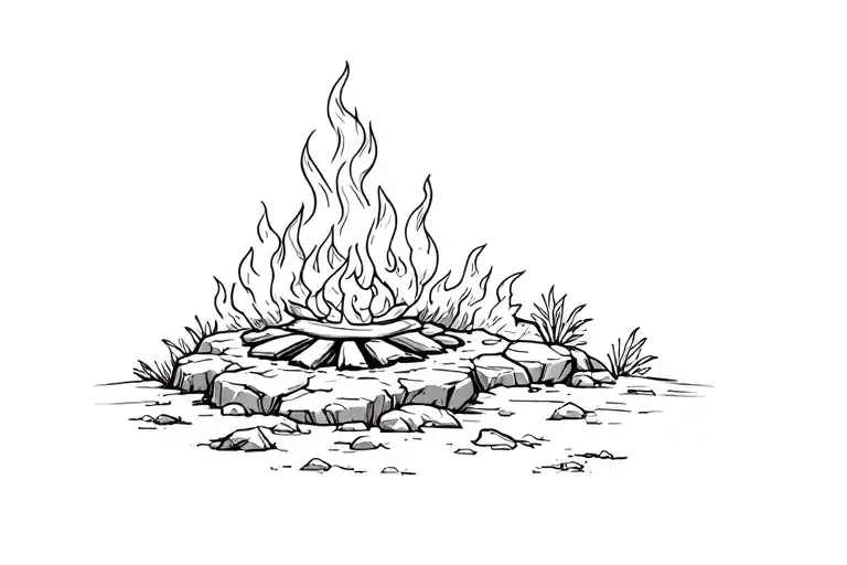 A Fire Place On Rocks