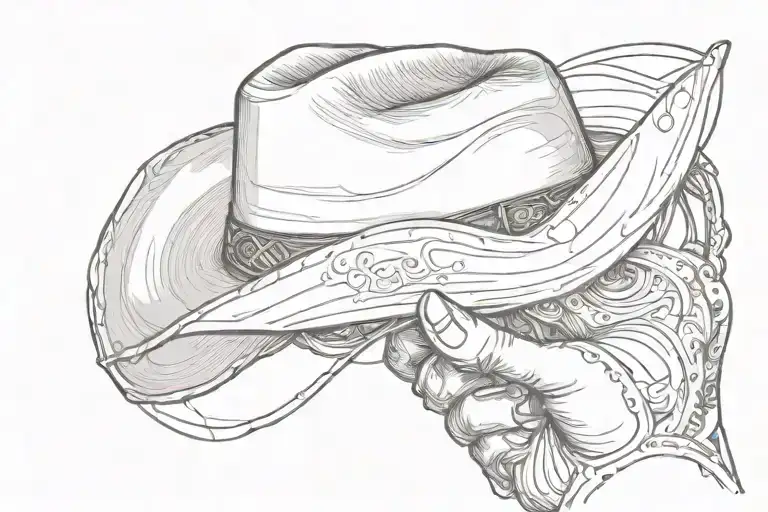 Hand Holding A Cowboy Hat