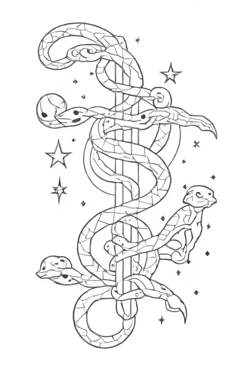 Spine Tattoos With Stars Planets And Stuff Minimalistic Snakes