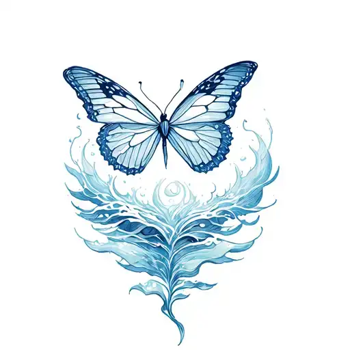 Ocean And Butterfly Emerging