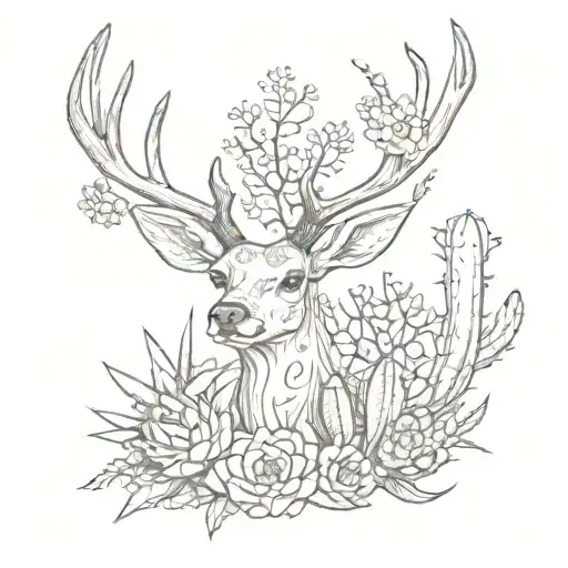 Deer Antler And Cactus