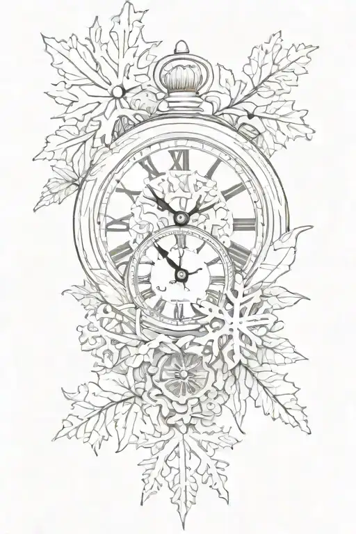 Create A Tattoo With A Clock A Tree A Snowflake