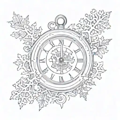 Create A Tattoo With A Clock A Tree A Snowflake