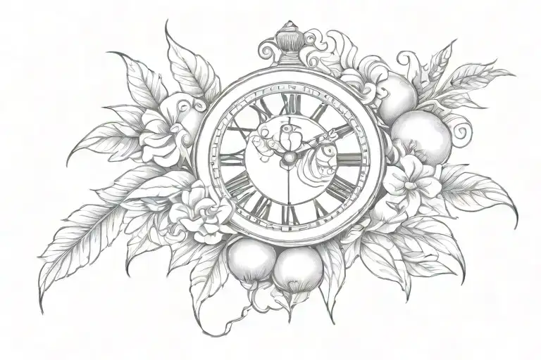 Mandarin Tattoo With A Clock