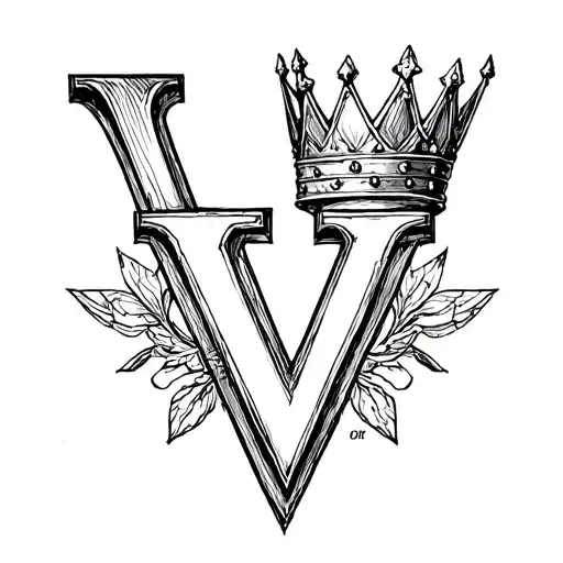 Letter V Wearing A Crown