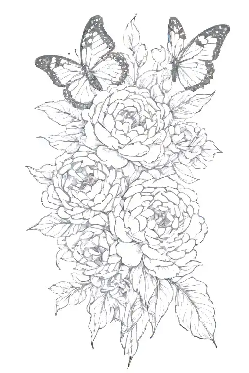 Peonies And Butterflies On Hand