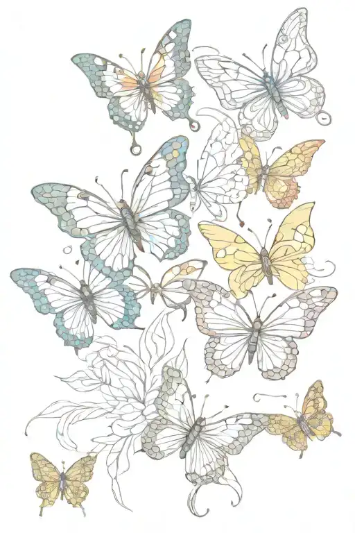 Butterflies Colorful Patterns Leaves
