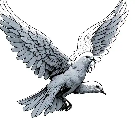 Dove With Wings Spread