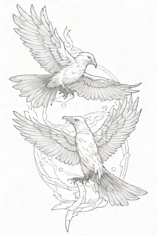 Both Odins Ravens Flying Together