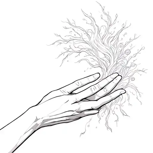 Human Emerging With Open Hands Reaching