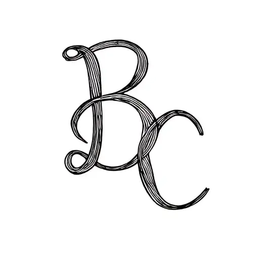 Intertwined Initial Art With The Letters B And C