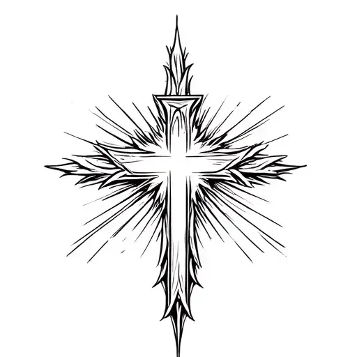 Christian Cross With Sun Rays Beaming