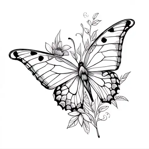 Butterfly With Flowers Wrapped