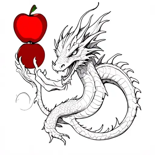 Dragon Holding A Red Apple