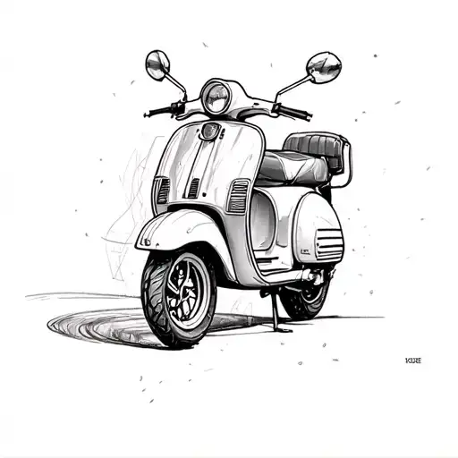 One Line Vespa Scooter