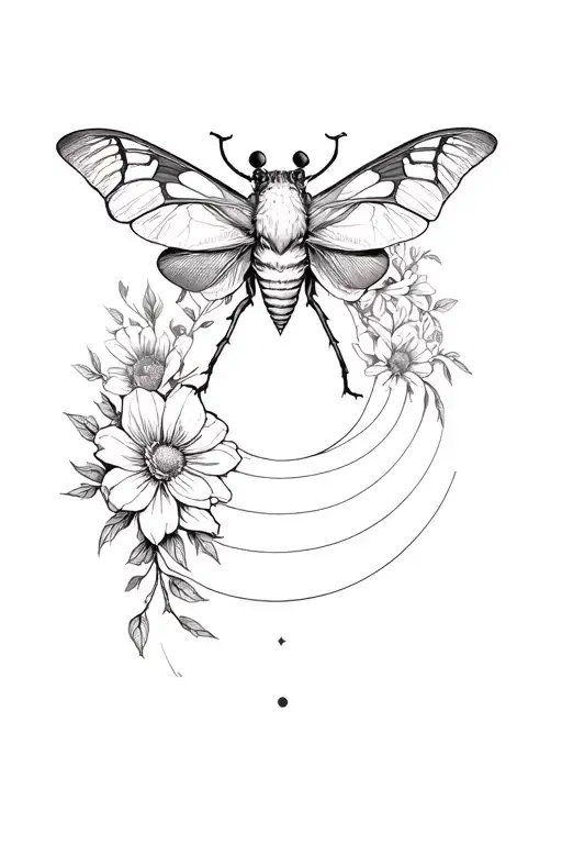 Deaths Head Hawkmoth Flowers And Moon Phases Intertwined