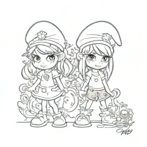 Two Girl Smurfs Punk Rock Inspired