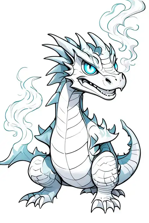 Puff The Magic Dragon With Glowing Eyes And Smoke Cascading Around The Body And Through Its Nose