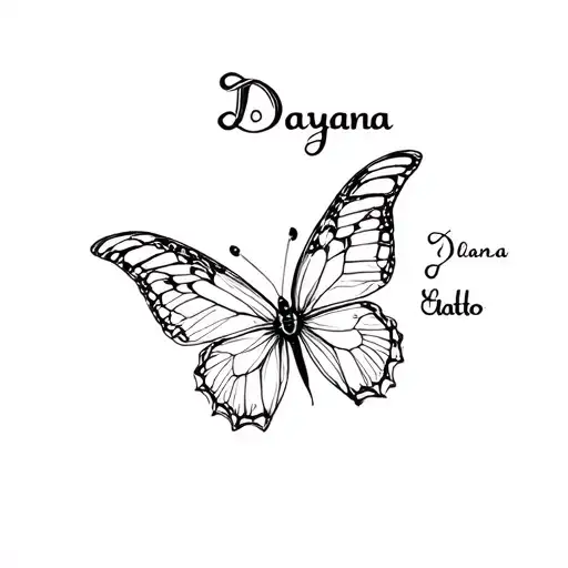Butterfly With Body Saying Dayana