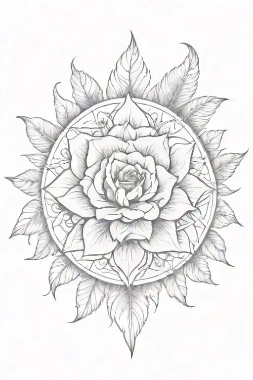 Mandala With Feathers Roses