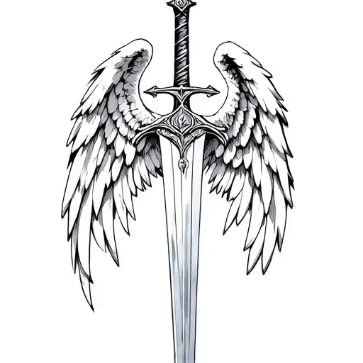 St Michael Sword One Angel Wing