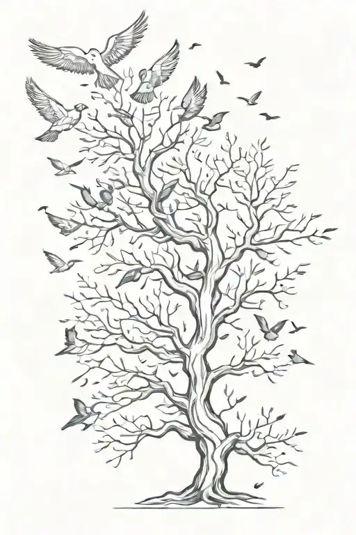 Posion Tree With Birds Flying