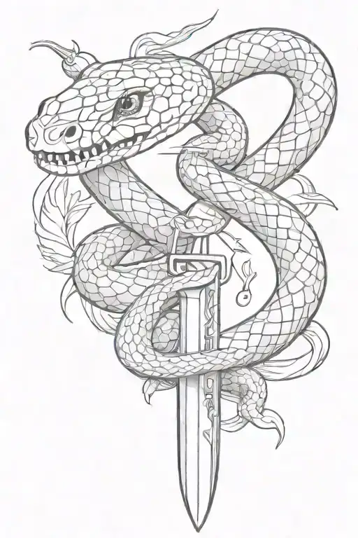 Cute Snake Around A Knife