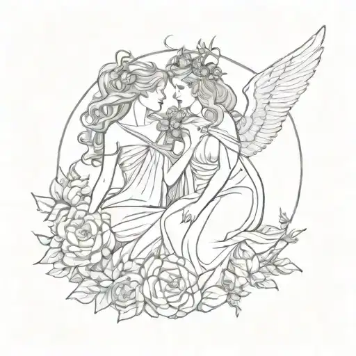 A Stylized Representation Of The Greek Myth Of Persephone And Hades