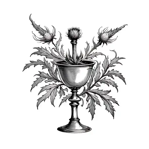 Chalice With Thistle Emblem Etching