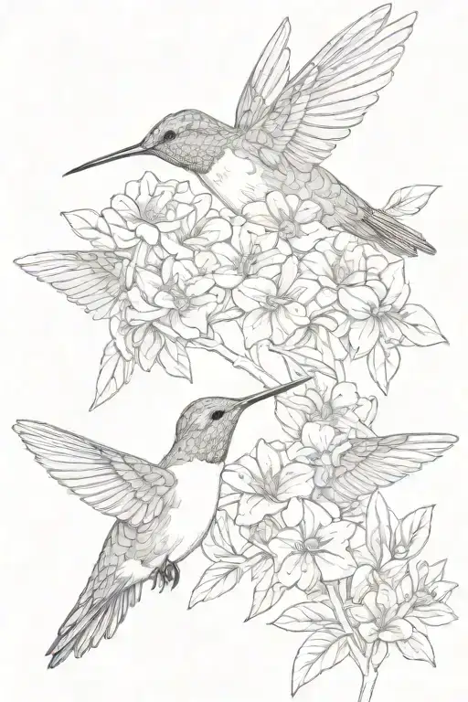 Hummingbird Feeding On A Cluster