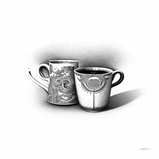 Two Iqual Porcelain Coffee Cups Standing Together