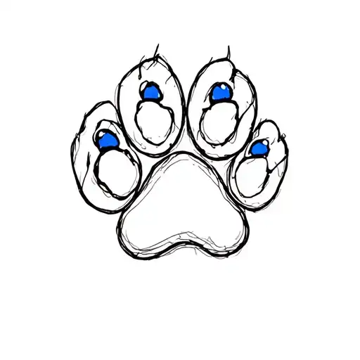 Paw Print With Blue Pittbull Eyes