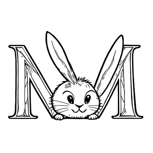 The Letter M With A Bunny Outline