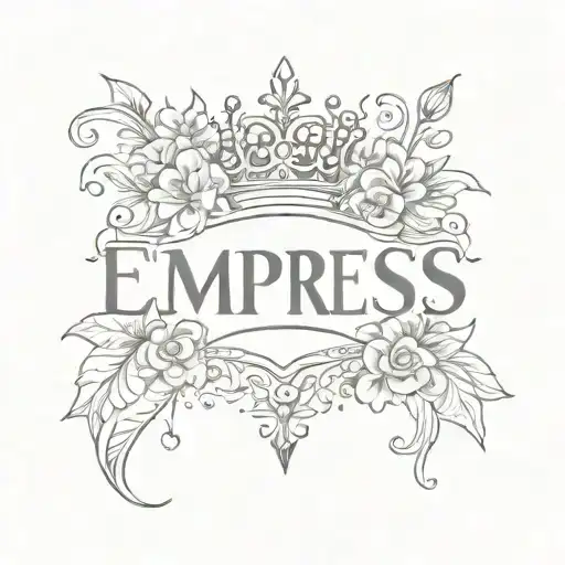 Name On A Line With Flower At The Top And The Name Empress With Crown On Top Of Name
