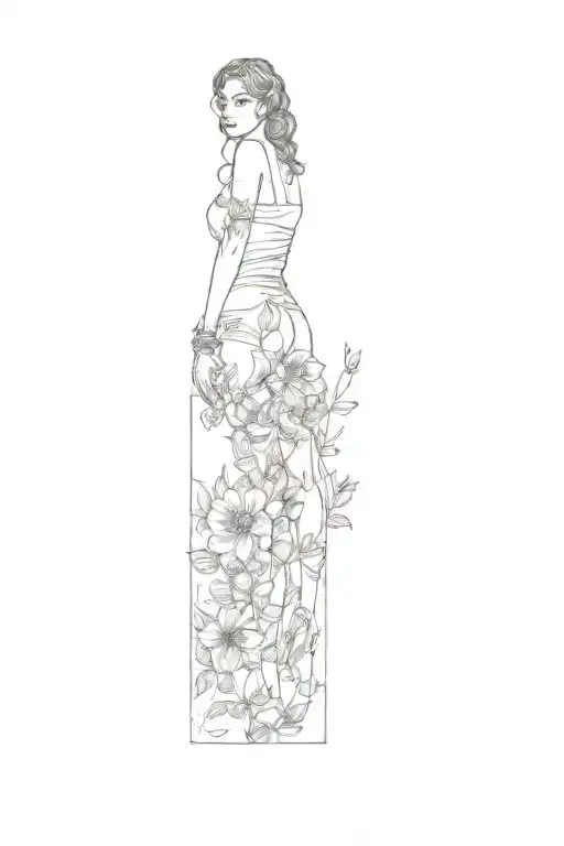 A Woman With A Flower Tattoo On Her Thigh