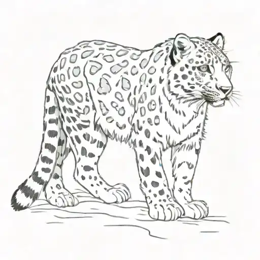 Full Body Of A Snow Leopard Walking