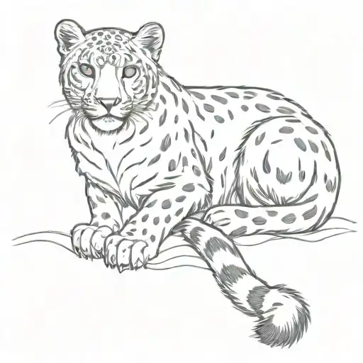 Full Body Of Snow Leopard Sitting