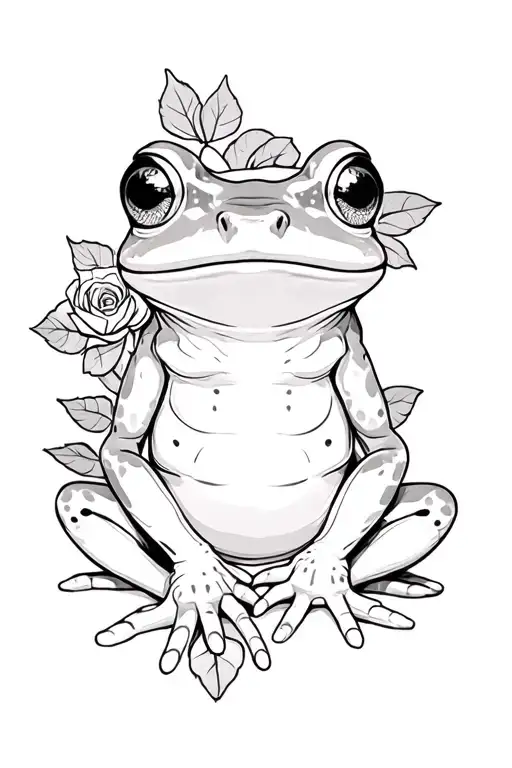 Roses And Frog Sitting