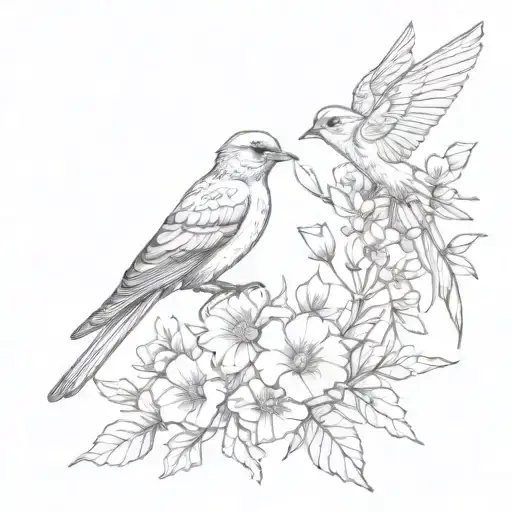 December Birth Flower Surrounded By Birds