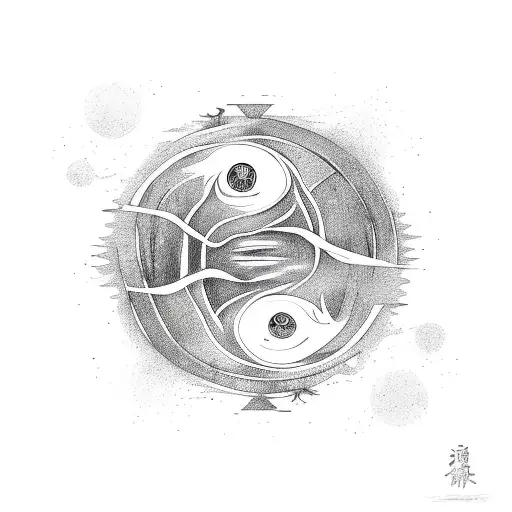 Yin Yang Tree Banches And Roots