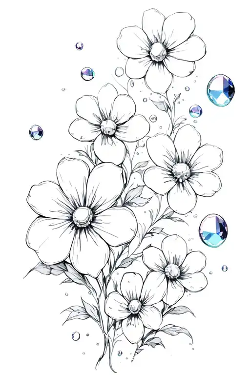 Bubbles Flowers Gems